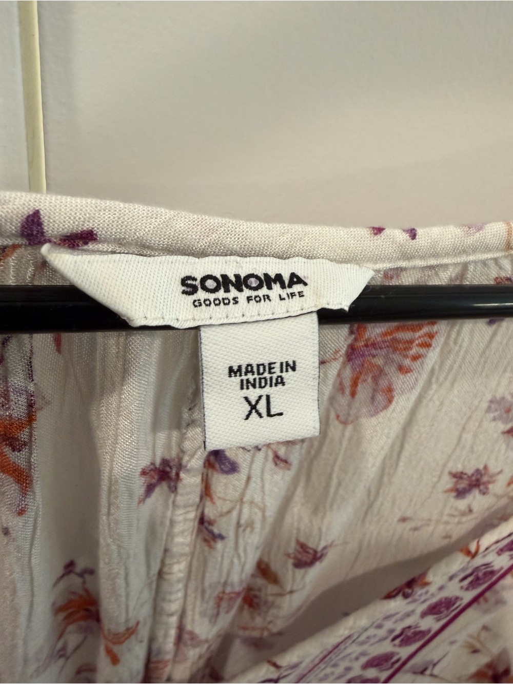 Sonoma Cream Floral V-Neck Blouse with Plum Accents - Picture 2 of 4
